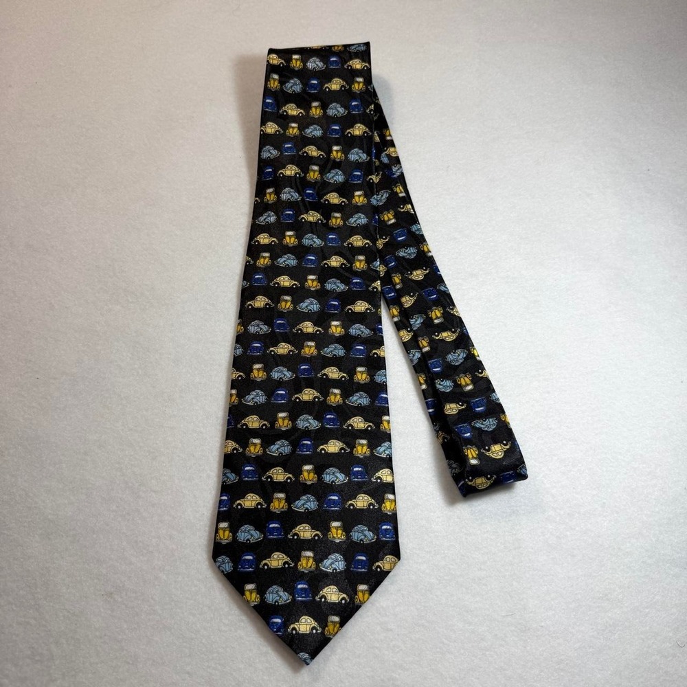 Gold City Mens Silk Novelty Car Print Necktie Black Retro Automobile Accessory